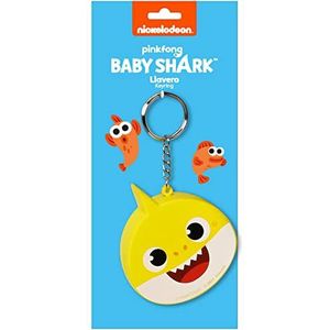 Baby Shark Beach Day sleutelhanger met metalen ring, 80 x 30 mm, lichtblauw geel, Eén maat, lichtblauw geel