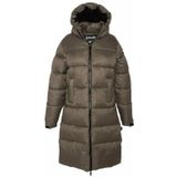 Schott NYC Dames Unisex lange donsjas met capuchon brons S, Brons