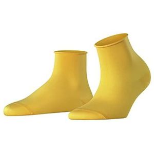 FALKE Sneaker Cotton Touch katoen dames zwart wit vele andere kleuren versterkte sneakersokken zonder patroon ademend dun fijn en effen in kwarterlengte 1 paar, geel (Mustard 1187)