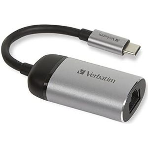 Verbatim USB-C naar Gigabit Ethernet Adapter voor laptops met USB-C / Laptop / MacBook enz. Compact ontwerp, USB-C naar GbE adapter, USB-C netwerkadapter + 10cm USB-C kabel