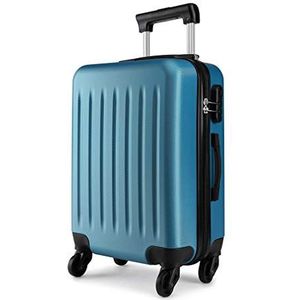 Kono Koffer reiskoffer, trolley, harde schaal, ABS-bagage, 4 wielen, spinner rolkoffer, donkerblauw, L(65 cm - 66 L), Maak verder
