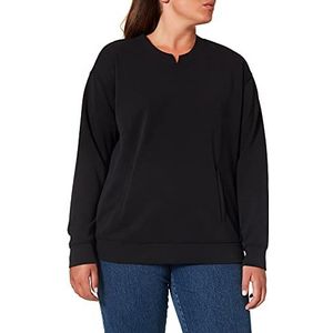 Samoon Sweatshirt met lange mouwen voor dames, effen, grote maten, zwart.