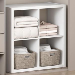 Furinno Multifunctionele kubusvormige open rug opbergrek voor kleding en kast, 4 dobbelstenen, wit