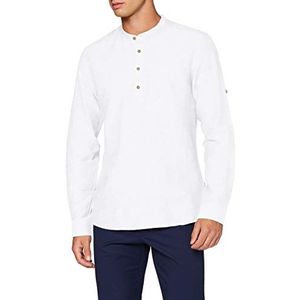 Only & Sons Onscaiden Ls Half Placket Linen Herenhemd, Wit.