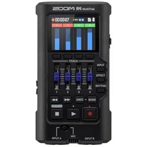 Zoom R4 MultiTrak 4-track mobiele recorder met 32-bits zwevende audio, zwart