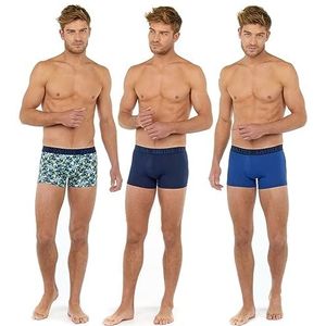 ZXYA Boxershorts voor heren, tropische print, kleur pop + lichtblauw, eenkleurig + marineblauw, effen, XL, Tropische print, kleur pop + lichtblauw, effen + marineblauw