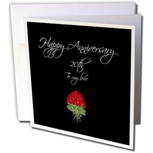 3dRose gc_221902_1 wenskaarten ""Happy 20th Anniversary to My Love on a Black Background"", 6 stuks, 15 x 15 cm