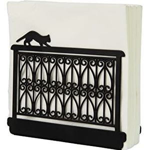 FISURA - Origineel handdoekenrek met kattenmotief op balkon. Zwarte servethouder van metaal. Handdoekenrek keuken 15 x 4 x 12 cm