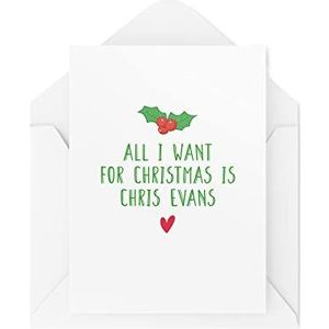 Grappige kerstkaarten | All I Want For Christmas Is Chris Evans | For Haar Bestie Marvel Captain America Lyrics Mariah Carey Banter | CBH701