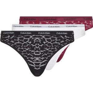 Calvin Klein Tanga slip (3 stuks) voor dames, Veelkleurig (Purple Potion/White/Black)