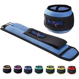 Yes4All 2 stuks neopreen enkel- en polsgewichten, comfortabele pasvorm met verstelbare riem, perfect voor wandelen, fitness, cardiotraining (0,9 kg, blauw)