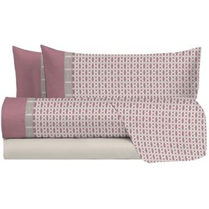 Laura Biagiotti Beddengoedset voor tweepersoonsbed, 100% katoen, laken, 2 kussenslopen, geometrisch patroon, paars