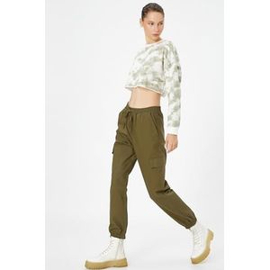 Koton Pantalon de jogging cargo en coton pour femme, Vert (750), 42