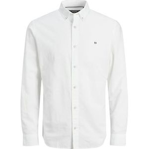 JACK & JONES Jprblusummer Shield Shirt L/S Herenshirt met lange mouwen, wit/pasvorm: slim fit, S, wit/pasvorm: slim fit., S