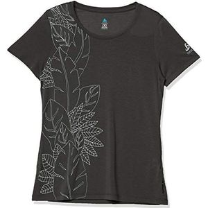 Odlo Concord Element T-shirt voor dames, korte mouw, Zwart met bloemenblad-opdruk SS20