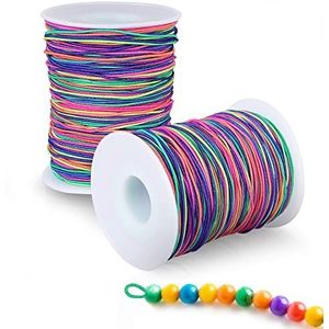 Giloty 2 rollen 100 m elastische band voor armbanden, kleurrijke elastische band, 1 mm voor armbanden, rubberen kralen voor sieraden, halsketting, handwerk