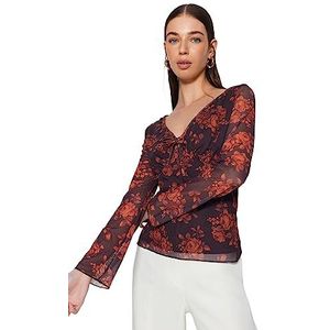 Trendyol Damesblouse met lange mouwen, bruin, XS, Bruin