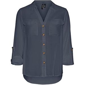 Vero Moda Vmbumpy L/S Shirt New Noos Blouse voor dames, Blauw Grijs