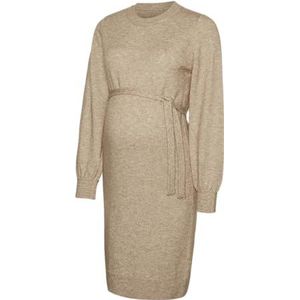 MAMALICIOUS MlneBaquette L/S Abk Knit Dress A. Noos Damesjurk, Natuurlijke mix