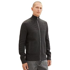 TOM TAILOR 1038317 Cardigan heren, 10617 - mix van grijs zwart.