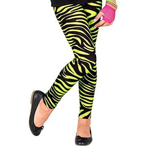 Widmann - Jaren 80-leggings voor kinderen, tijgerprint, jaren 80, dierenprint, disco, koorts, badknop, strepen, themafeest, carnaval, Meerkleurig