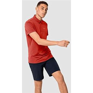Jack Wolfskin Jwp Heren Polo Shirt Sneldrogend, rode lava