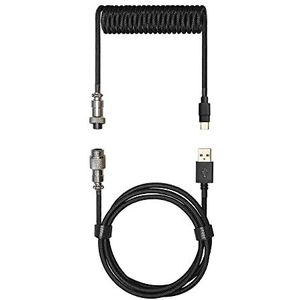 Cooler Master Zwarte Shadow spiraalkabel met afneembare metalen driveraansluiting, flexibele versterkte nylon kabel, USB-A naar USB Type-C toetsenborden (KB-CBZ1)