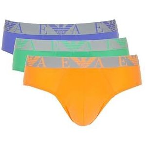 Emporio Armani Set van 3 katoenen stretch slips met gewaagd monogram 3 stuks herenslips, fluorescerend oranje/neongroen/paars