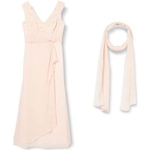 Gina Bacconi Robe longue en crêpe stretch doux et satin pour femme, rose, 44