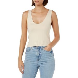 NAEMI Débardeur en tricot pour femme, beige, S