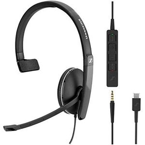 Sennheiser SC 135 USB-C (508355) - Monaural Headset voor business | met HD-stereogeluid, ruisonderdrukkingsmicrofoon en USB-C-aansluiting (zwart)