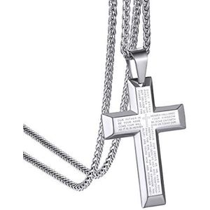 Goldchic Jewelry Lord’s Prayer Cross Hanger Ketting, 316l Roestvrij Stalen Bijbel Religieuze Jewelry, Voor Mannen Vrouwen Met Geschenkdoos
