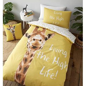 Catherine Lansfield Bedding Giraffe beddengoedset voor eenpersoonsbed, dekbedovertrek en kussenslopen, geel