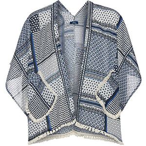 TOM TAILOR Kids Print Mix poncho sjaal, blauw (Black Iris Blue 6740), Eén maat voor meisjes