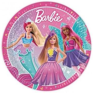 ALMACENESADAN - 8 papieren borden van 23 cm, ideaal voor feestjes en verjaardagen, met Barbie-licentie, meerkleurig (8435510350697)