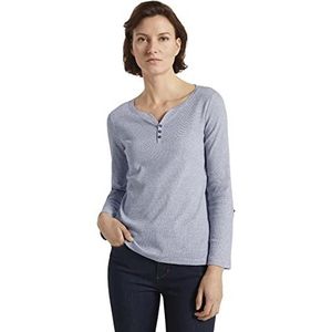 TOM TAILOR T-shirt voor dames, 26053 - gebroken wit - marineblauw - klein