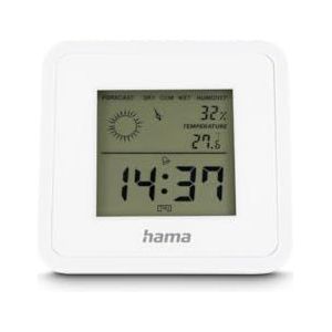Hama Digitale thermometer / hygrometer voor binnen (""Borneo"", meting van temperatuur, kamervochtigheid, tijd, alarm, binnenklimaat) wit