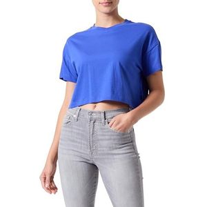 NOISY MAY Nmalena S/S O-Neck Semicrop Top FWD Noos, Bleu Dazzling, S