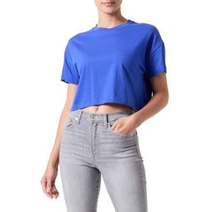 Noisy may Nmalena S/S T-shirt à col rond Semicrop Top FWD Noos pour femme, Bleu Dazzling, L