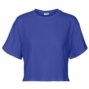 Noisy may Nmalena S/S T-shirt à col rond Semicrop Top FWD Noos pour femme, Bleu Dazzling, L