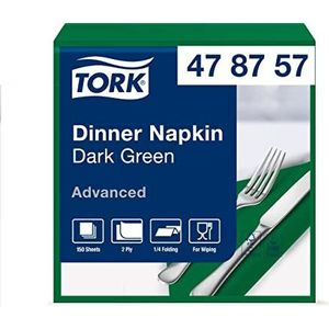 Tork Dinnerservet Donkergroen, 1/4-vouw 2-laags, 40 x 39 cm, 12 x 150 servetten, 478757