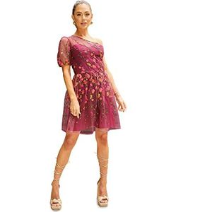 Chi Chi London Asymmetrische mini-jurk, geborduurd, rood, voor speciale gelegenheden, voor dames, Rood