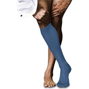 FALKE Heren nr. 9 lange sokken ademend katoen lichte glans versterkte platte teennaad effen teen hoge kwaliteit elegant voor kleding en werk 1 paar, Blauw (Nautical 6531)