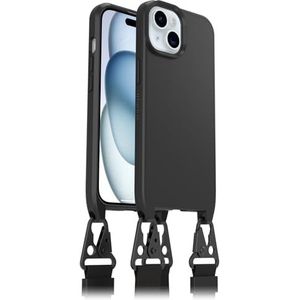 OtterBox React Lanyard hoes met MagSafe voor iPhone 15, ultradunne beschermhoes met halsketting, verstelbare en afneembare riem, getest volgens militaire normen, zwart, levering zonder verpakking