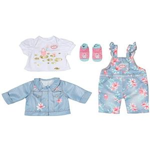 Baby Annabell Active Deluxe set in jeans 43 cm - voor peuters vanaf 3 jaar - geschikt voor peuters - Continet een overall, een jas, een T-shirt enz