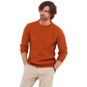 Joe Browns Chunky Knit Crew Neck Fisherman Jumper Vest voor heren (1 stuk), Stevig roest