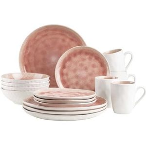 MÄSER 934111 Serie Frozen Keramisch tafelservies voor 4 personen, 16-delig, organische vormen