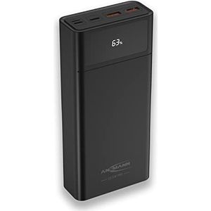 ANSMANN Powerbank 24000 mAh 22,5 W PB322PD (1 stuk) externe batterij met 2 USB-A poorten en 1 USB-C poort, noodbatterij voor het opladen van smartphone, tablet, hoofdtelefoon enz.