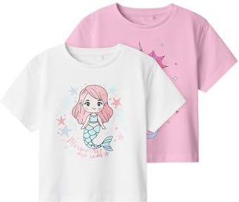 NAME IT Nmffrejane 2P Ss Nreg Top pour fille (lot de 2), Blanc lucent, 116