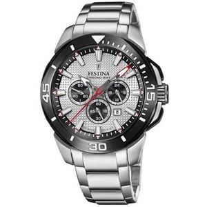 Relojes Festina F20641/1 Herenhorloge, analoog, kwarts, met roestvrijstalen armband, zilver/zwart, armband, Zilver/zwart, Armband